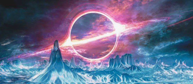 Artist's Rendering of habitability around the super massive blackhole