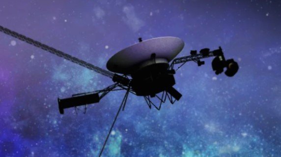 Illustration showing Voyager 1 navigating through interstellar space